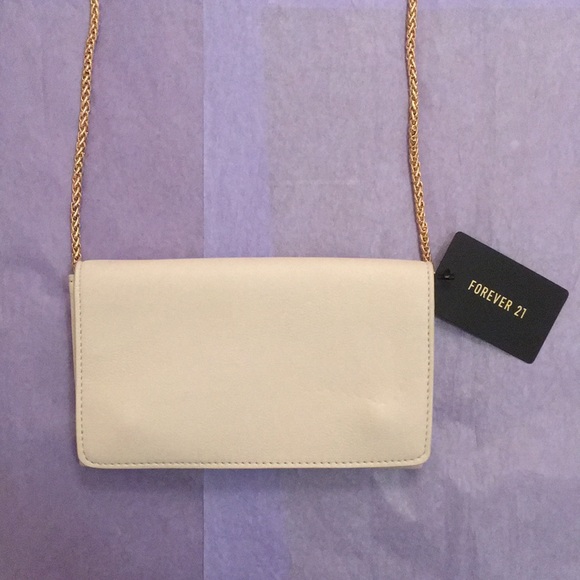 Forever 21 Handbags - Forever 21 Cream Faux Leather Crossbody Bag NEW